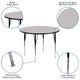 Gray |#| 48inch Round Grey Thermal Laminate Activity Table - Standard Height Adjustable Legs