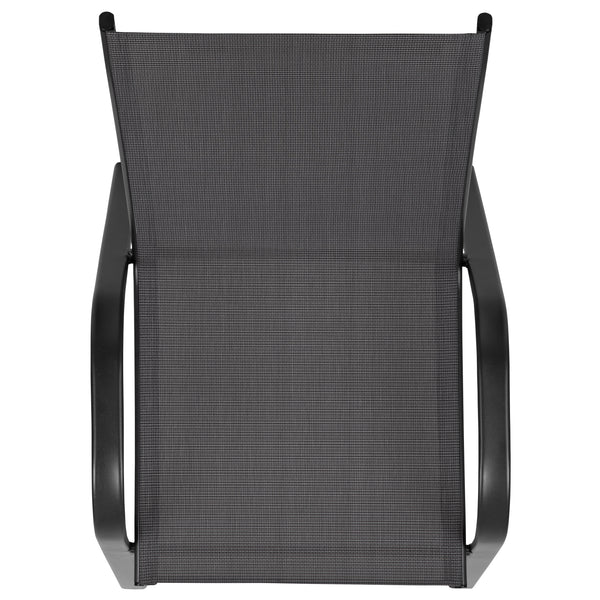 Black |#| 4 Pack Black Outdoor Stack Chair with Flex Comfort Material - Patio Stack Chair