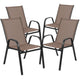 Brown |#| 4 Pack Brown Outdoor Stack Chair with Flex Comfort Material - Patio Stack Chair