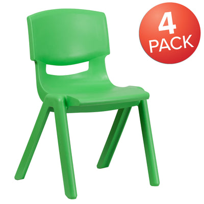 4 Pack Plastic Stackable School Chair with 15.5'' Seat Height