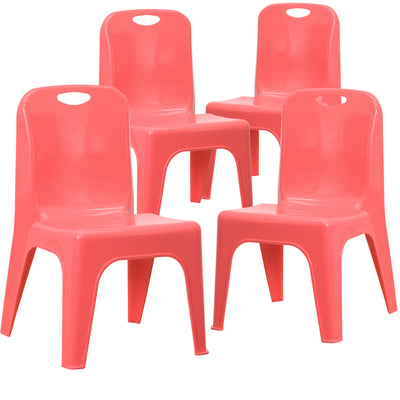 4 Pack Plastic Stackable School Chair with Carrying Handle and 11'' Seat Height - View 1