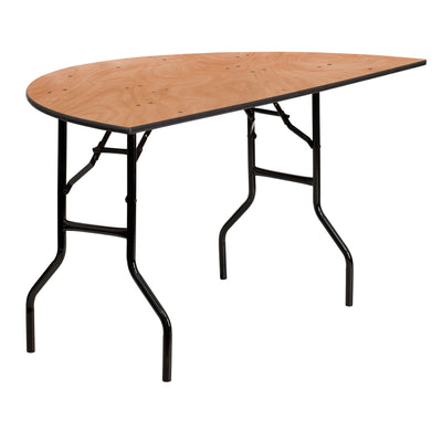 5-Foot Half-Round Wood Folding Banquet Table