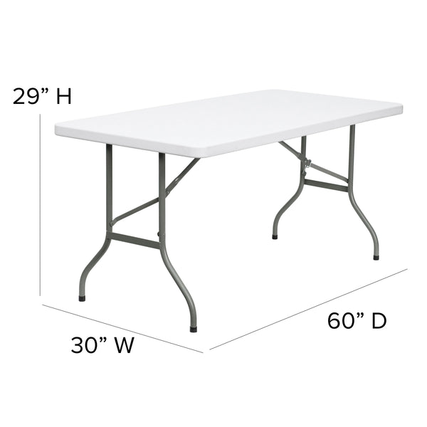 5-Foot Granite White Plastic Folding Table - Banquet / Event Folding Table