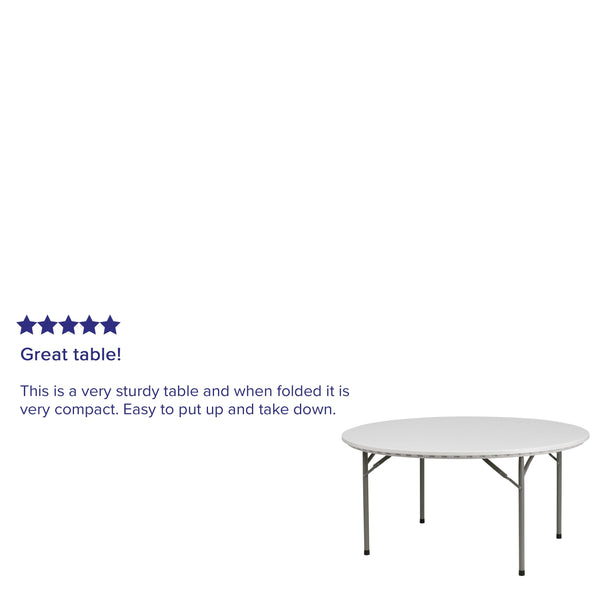 5-Foot Round Granite White Plastic Folding Table - Banquet / Event Folding Table