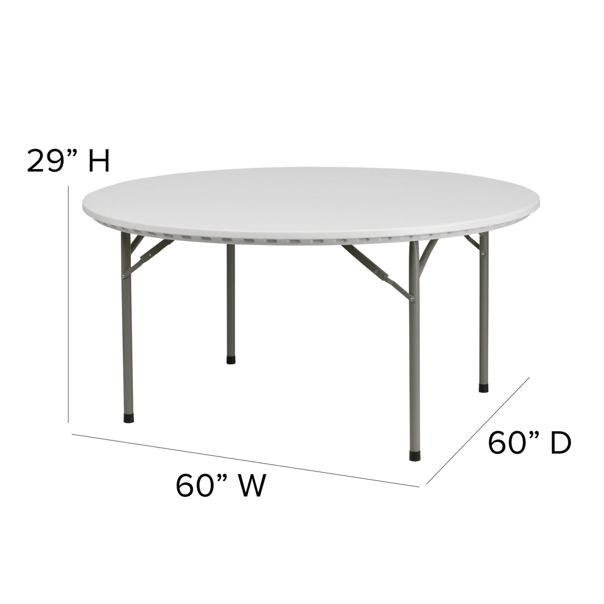 5-Foot Round Granite White Plastic Folding Table - Banquet / Event Folding Table