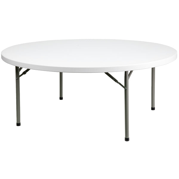 6-Foot Round White Plastic Banquet Folding Table - Event Table