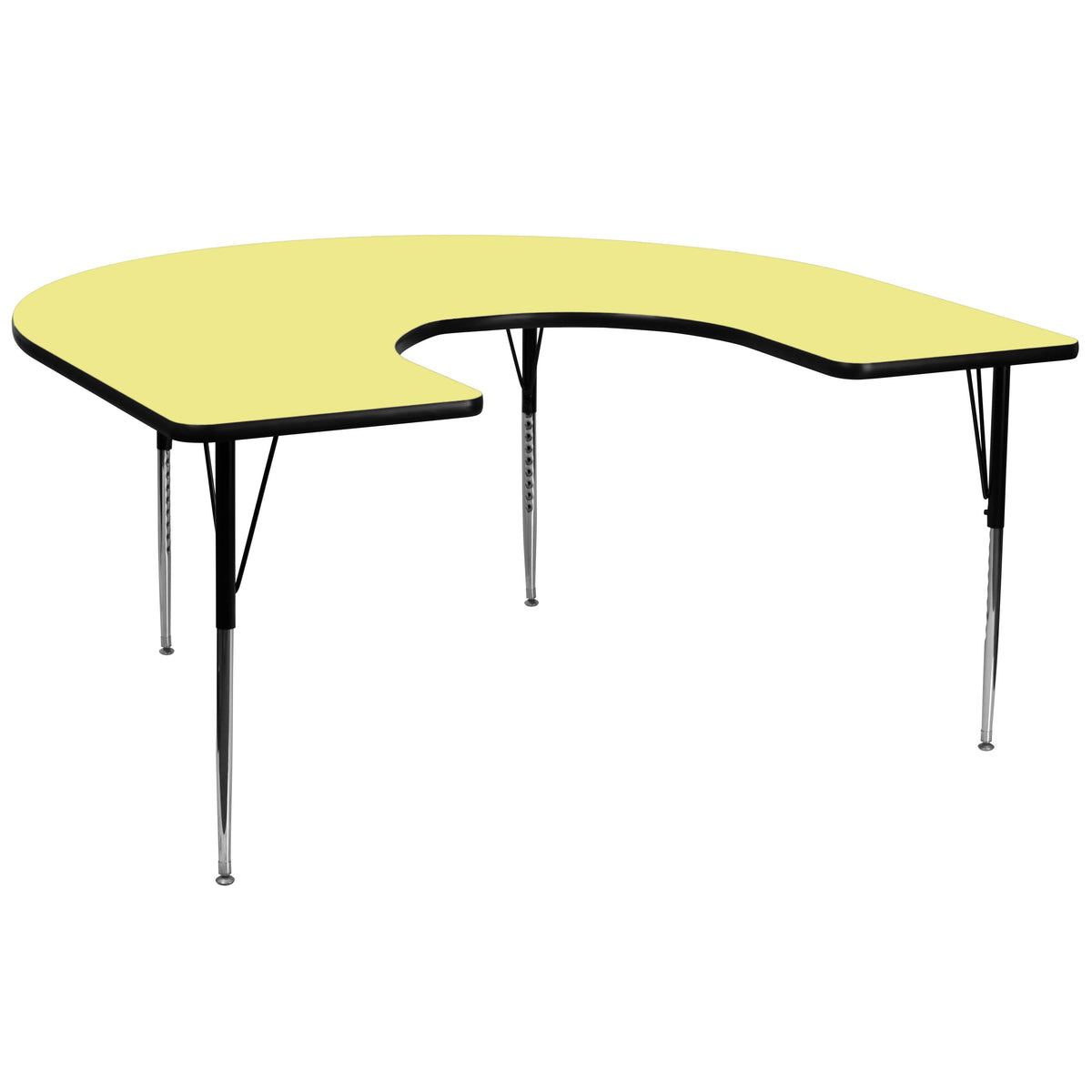 Yellow |#| 60inchW x 66inchL Horseshoe Yellow Thermal Laminate Adjustable Activity Table