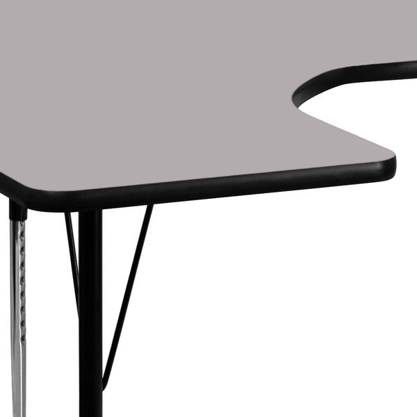 Gray |#| 60inchW x 66inchL Horseshoe Grey Thermal Laminate Adjustable Activity Table
