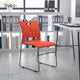 Orange |#| 881 lb. Capacity Orange Sled Base Stack Chair with Carry Handle & Air-Vent Back