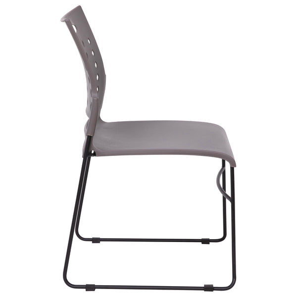Gray |#| 881 lb. Capacity Gray Sled Base Stack Chair with Carry Handle & Air-Vent Back