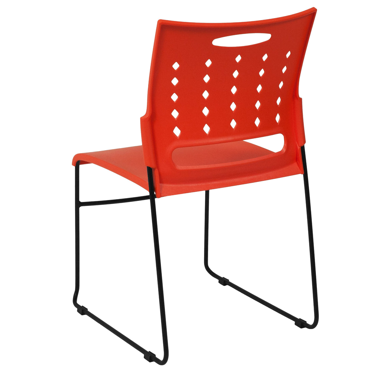Orange |#| 881 lb. Capacity Orange Sled Base Stack Chair with Carry Handle & Air-Vent Back