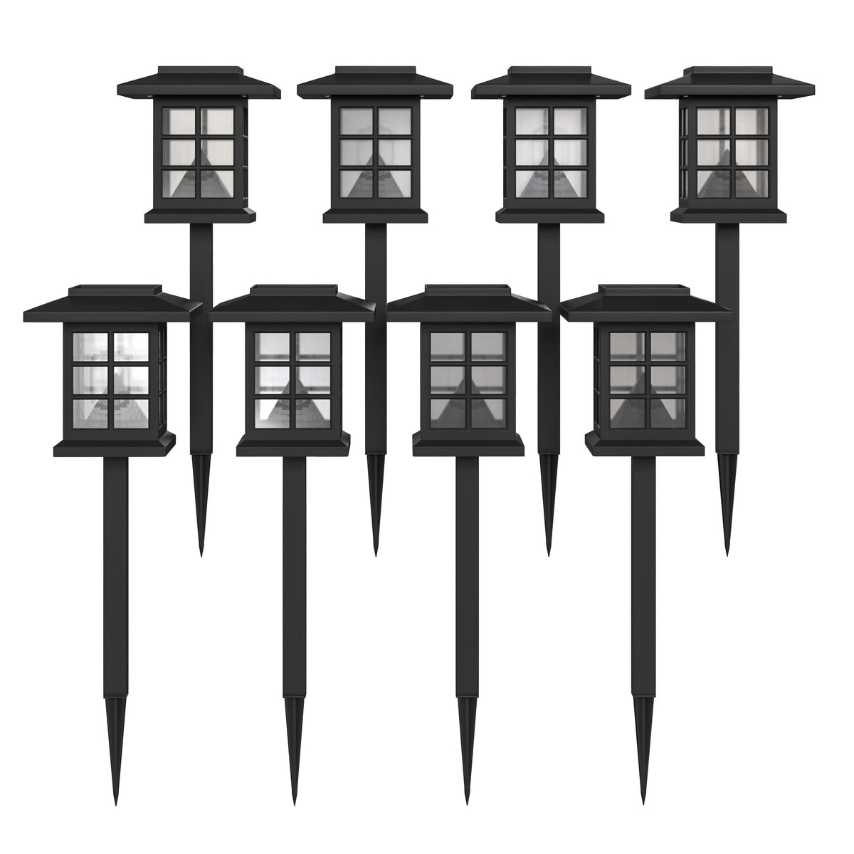 Black |#| All-Weather Lantern Design Solar Powered LED Landscape Lights in Black