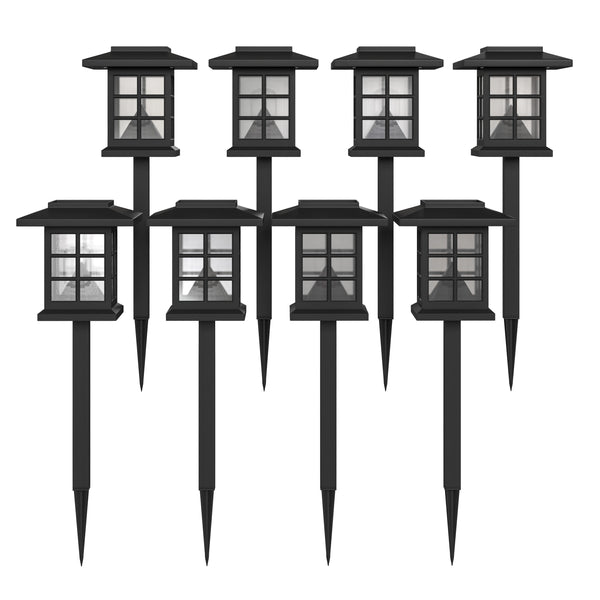 Black |#| All-Weather Lantern Design Solar Powered LED Landscape Lights in Black