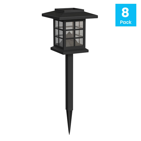Black |#| All-Weather Lantern Design Solar Powered LED Landscape Lights in Black