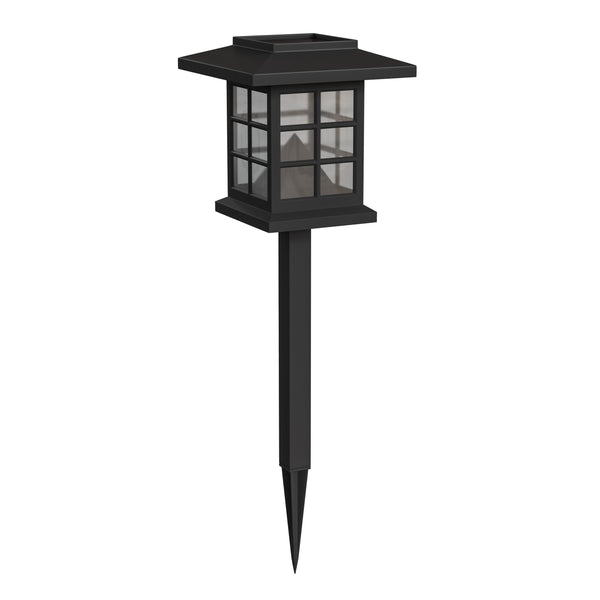 Black |#| All-Weather Lantern Design Solar Powered LED Landscape Lights in Black