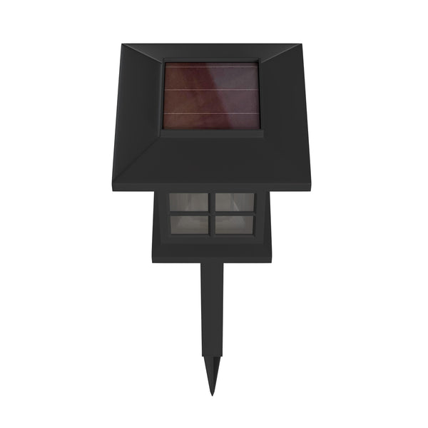 Black |#| All-Weather Lantern Design Solar Powered LED Landscape Lights in Black