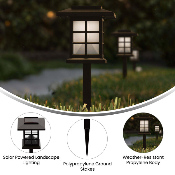 Brown |#| All-Weather Lantern Design Solar Powered LED Landscape Lights in Brown