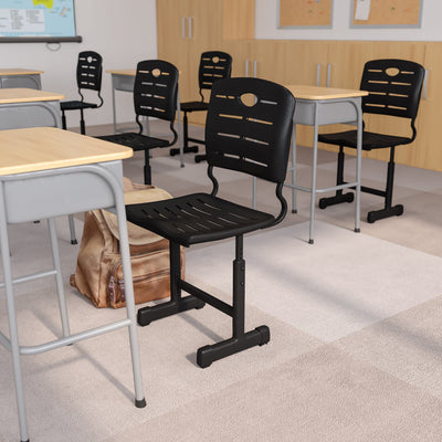 Adjustable Height Student Chair with Pedestal Frame - View 2