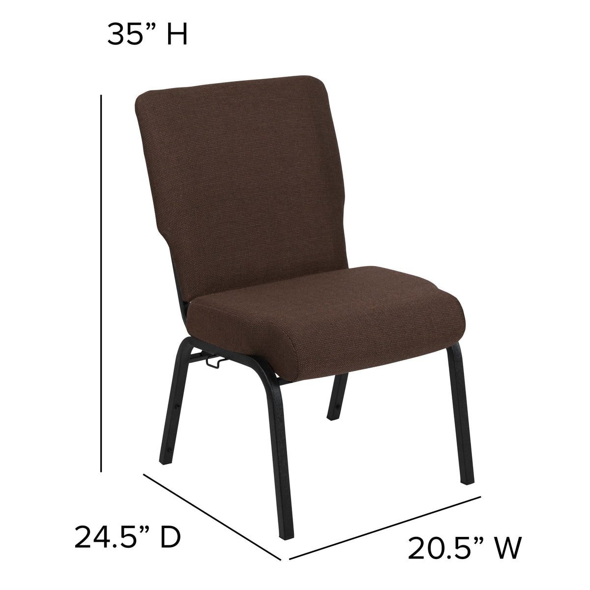 Java Fabric/Black Frame |#| 20.5inch Java Molded Foam Stacking Church Chair