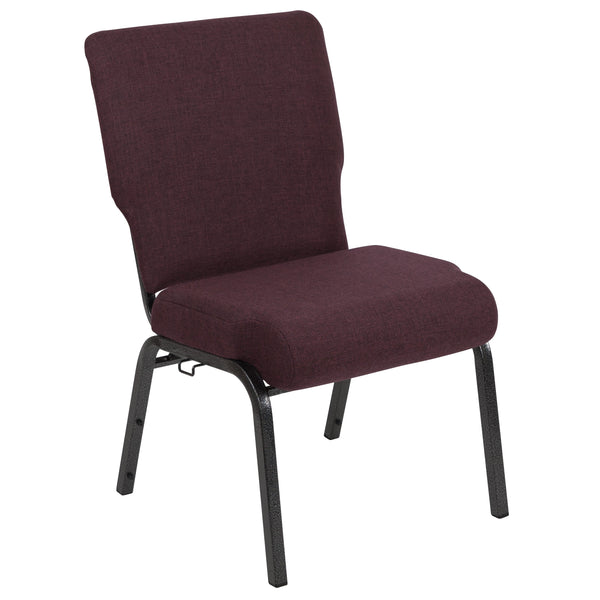Grape/Amethyst Fabric/Silver Vein Frame |#| 20.5inch Grape Molded Foam Stacking Church Chair