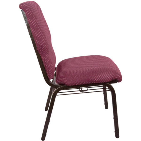 Maroon Fabric/Gold Vein Frame |#| Maroon Discount Church Chair - 21 in. Wide