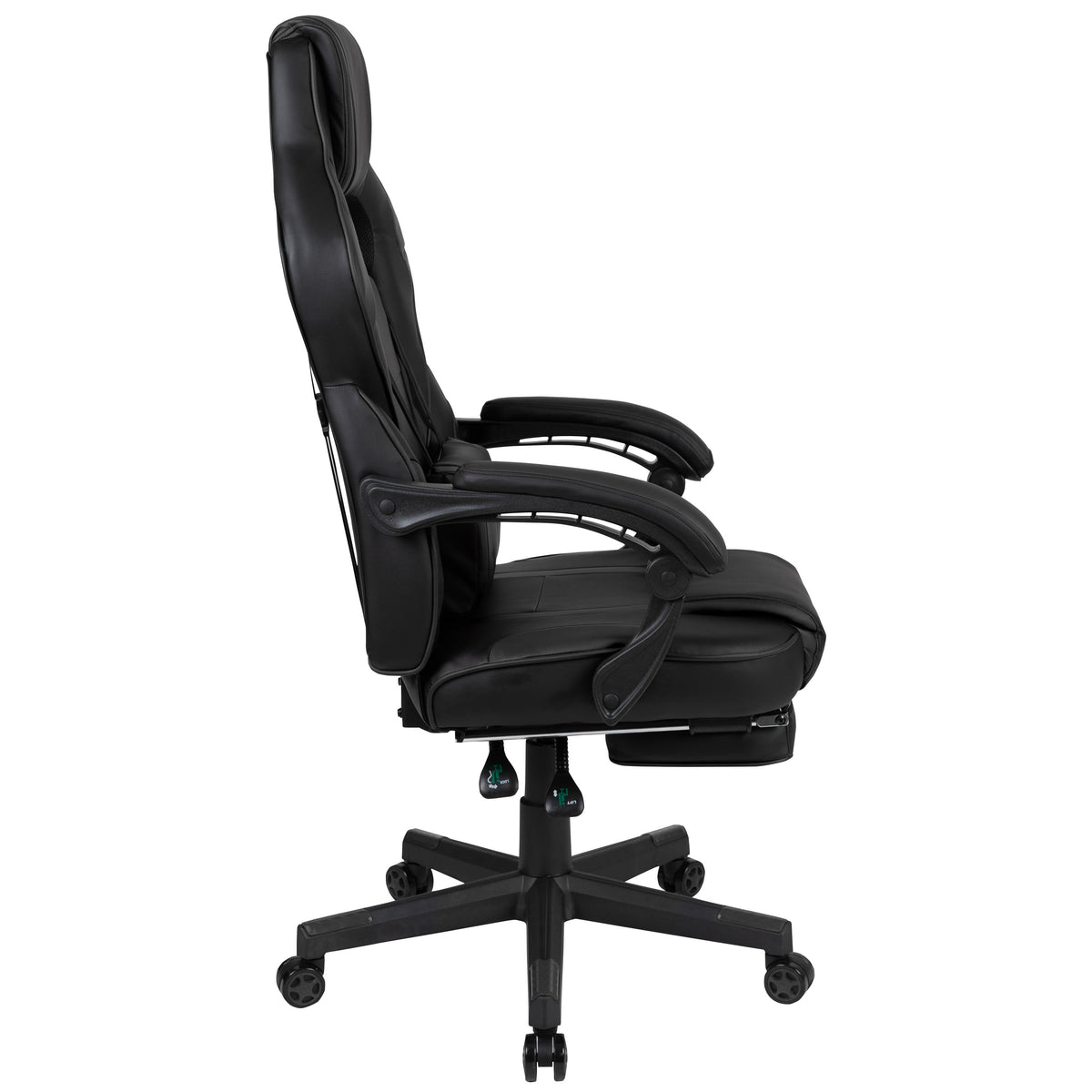 Black |#| Fully Reclining Gaming Chair with Slideout Footrest, Lumbar Massage-Black