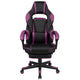 Black with Purple Trim |#| Fully Reclining Gaming Chair with Slideout Footrest, Lumbar Massage-Black/Purple