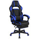 Black with Blue Trim |#| Fully Reclining Gaming Chair with Slideout Footrest, Lumbar Massage-Black/Blue