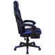 Black with Blue Trim |#| Fully Reclining Gaming Chair with Slideout Footrest, Lumbar Massage-Black/Blue