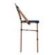 Navy & White/Natural Frame |#| All-Weather Commercial Paris Stool with Bamboo Print Metal Frame-Navy/White