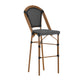 Black & White/Natural Frame |#| All-Weather Commercial Paris Stool with Bamboo Print Metal Frame-Black/White