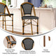 Black & White/Natural Frame |#| All-Weather Commercial Paris Stool with Bamboo Print Metal Frame-Black/White