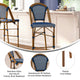 Navy & White/Natural Frame |#| All-Weather Commercial Paris Stool with Bamboo Print Metal Frame-Navy/White