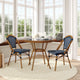 Navy & White Rattan/Natural Frame |#| Indoor/Outdoor Commercial Bistro Set with Table and 2 Chairs in Navy/Wht