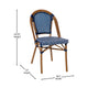 Navy & White Rattan/Natural Frame |#| Indoor/Outdoor Commercial Bistro Set with Table and 2 Chairs in Navy/Wht