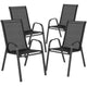 Black |#| 7 Piece Patio Dining Set - 55" Glass Patio Table, 6 Black Flex Stack Chairs