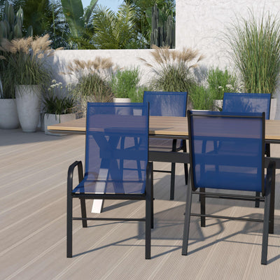 Brazos Series Outdoor Stack Chair with Flex Comfort Material and Metal Frame