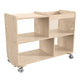 Commercial Wooden Mobile Storage Cart with 4 Compartments - Bin, Natural