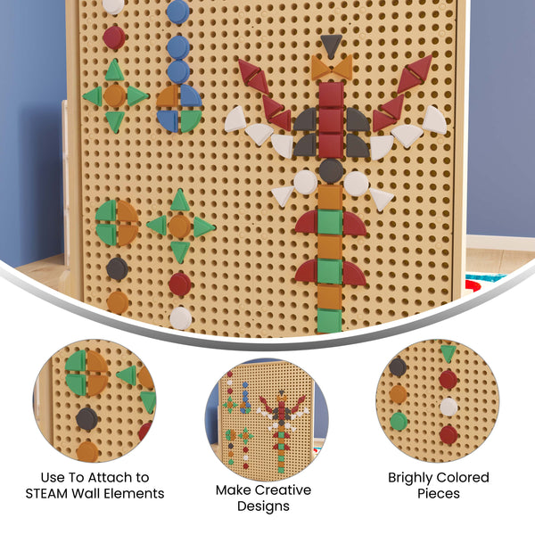 Commercial Grade 256 Piece Shapes Set for Modular STEAM Walls - Multicolor