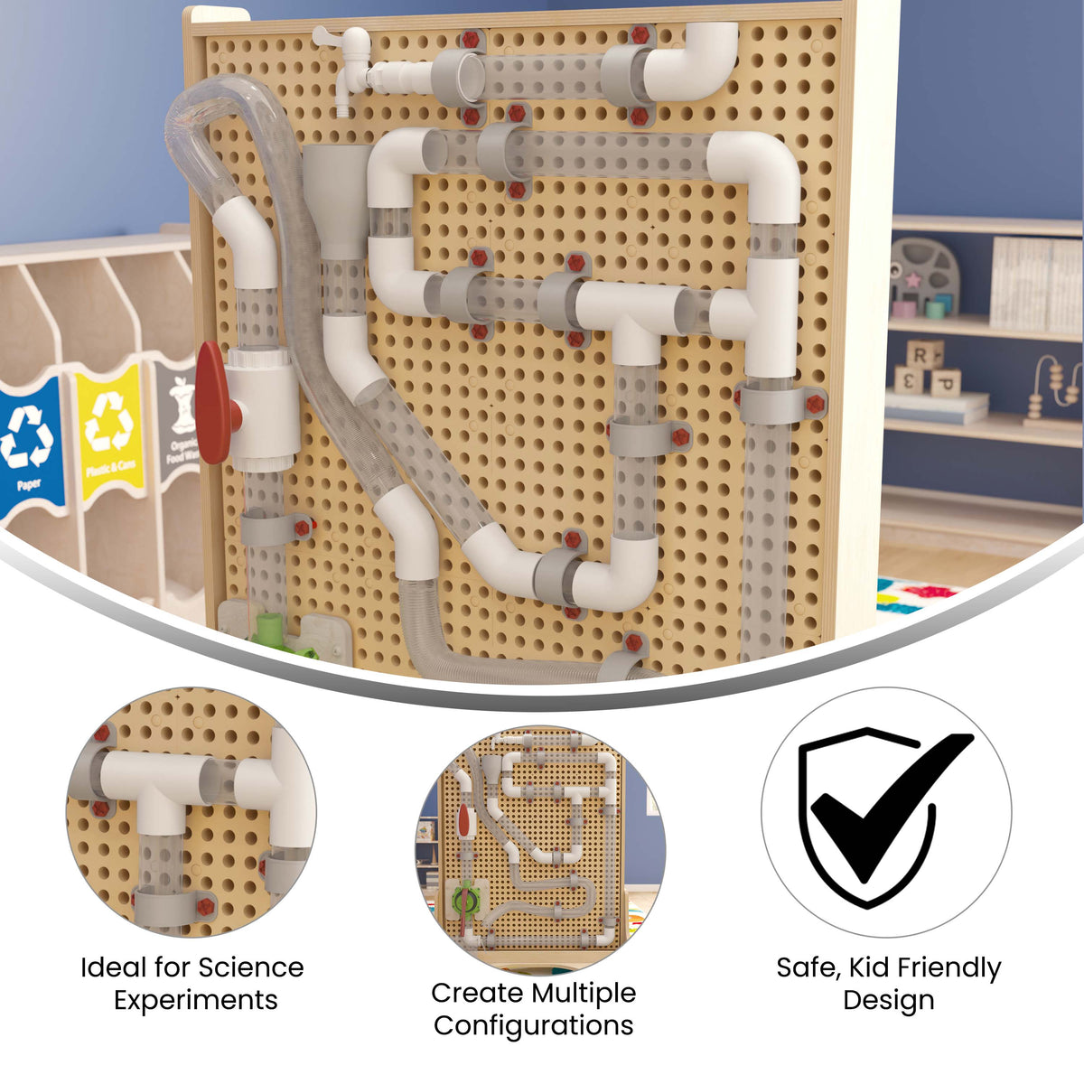 Commercial Grade 80 Piece Pipe Builder Set for Modular STEAM Wall Systems