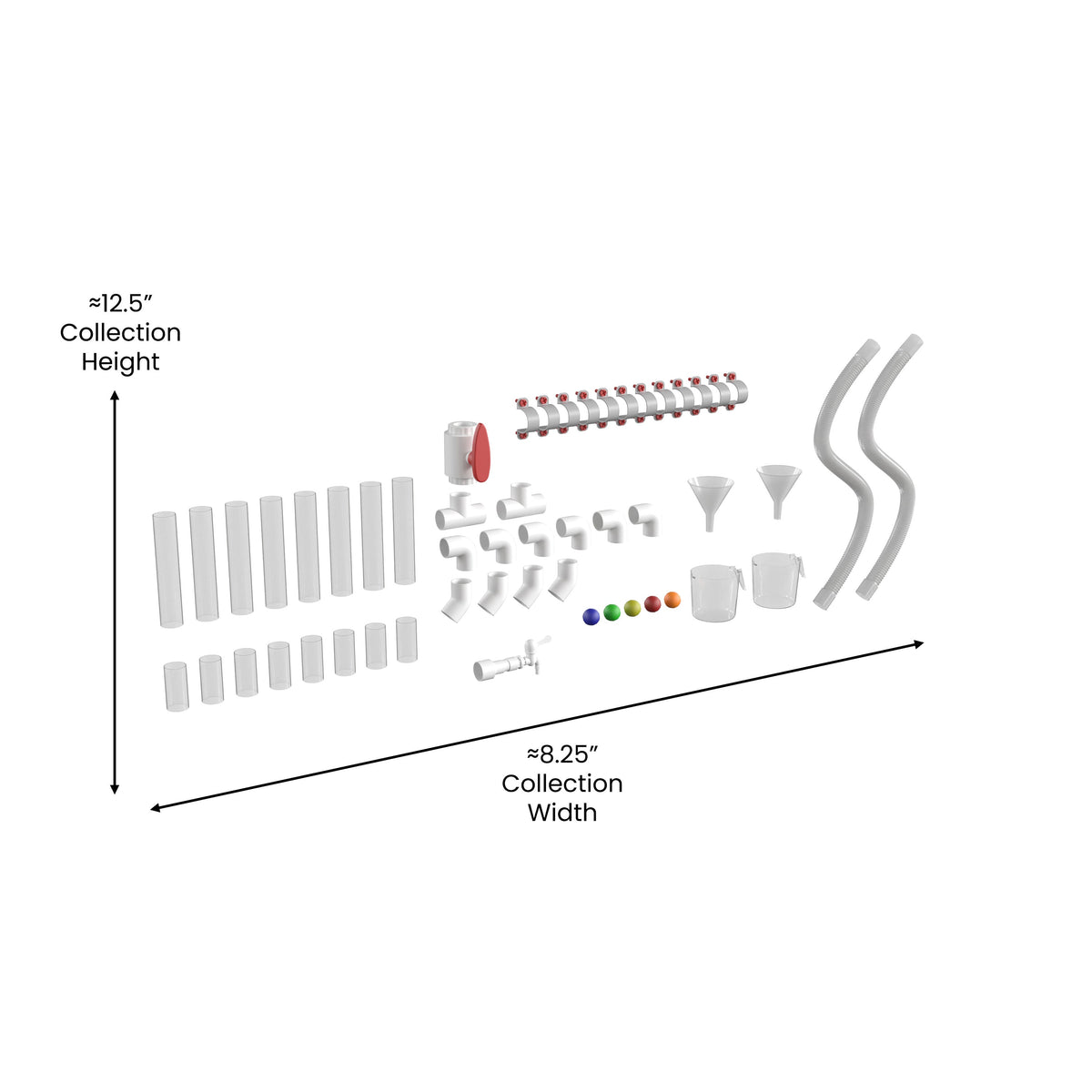 Commercial Grade 80 Piece Pipe Builder Set for Modular STEAM Wall Systems