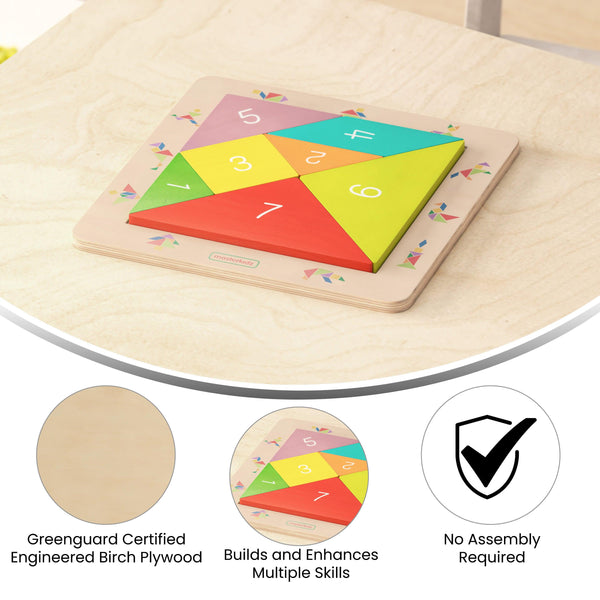 Commercial Grade Wooden Tangram Shape Building Learning Board - Natural
