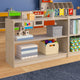 Commercial Grade Natural Finish Wooden Classroom Extra Wide 2 Shelf Storage Unit