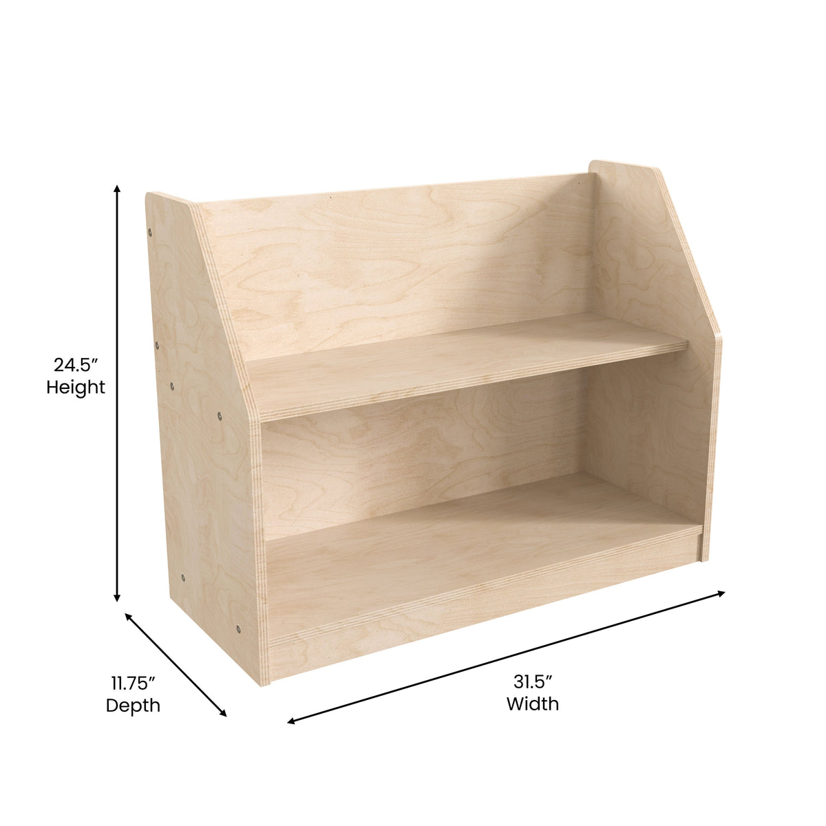 Commercial Grade Natural Finish Wooden Classroom 2 Tier Display Shelf Unit