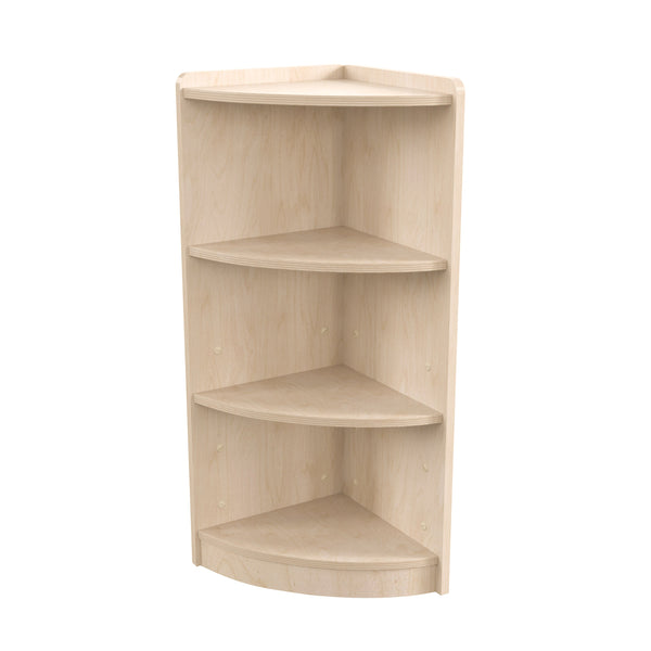 Commercial Grade Natural Finish Wooden Classroom 3 Tier Corner Storage Unit