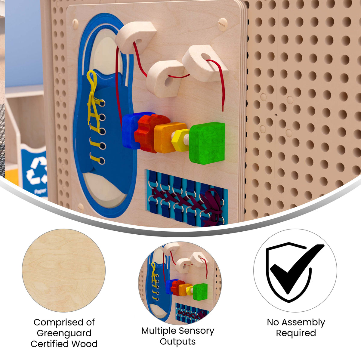 Commercial Grade STEAM Wall Wooden Tie It-Turn It Accessory Board - Multicolor