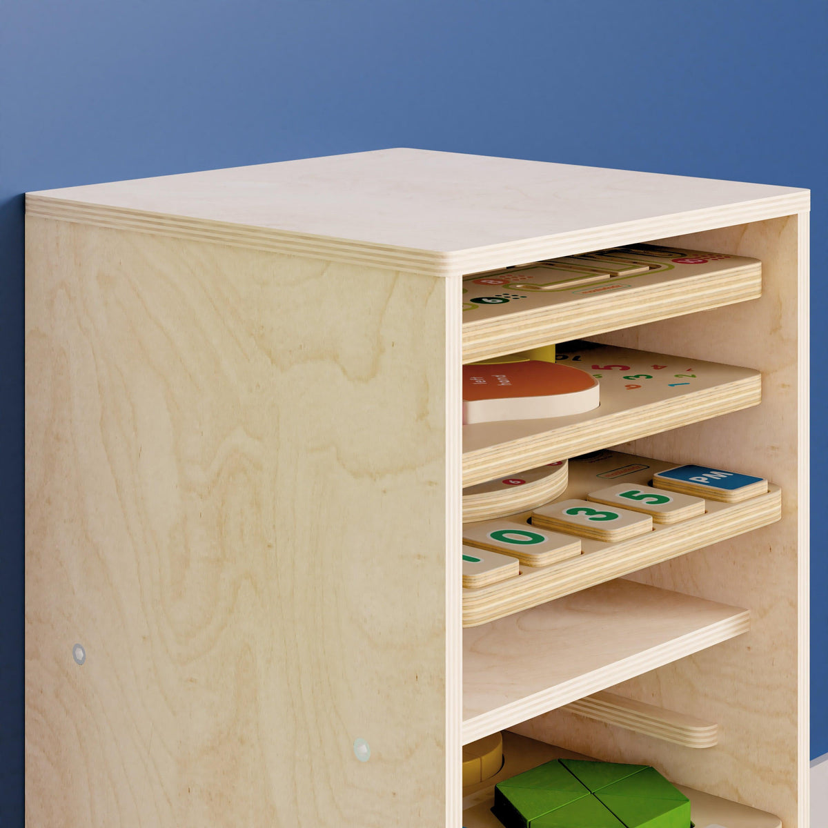 Commercial Engineered Birch Plywood Storage Unit Holds 8 Puzzle Boards - Natural