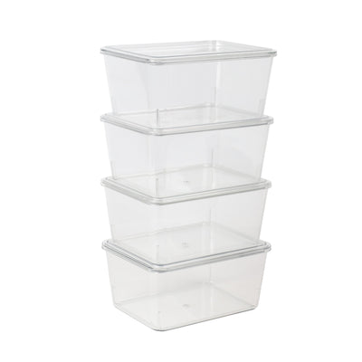 Brody 4 pack Stackable Plastic Storage Box with Lids Office Desktop Organizers, 6.75" x 5" - View 1