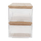 Clear/Light Natural |#| Premium Clear Plastic Storage Bins - Lt Natural Paulownia Wood Lids-2-SM/1-MED