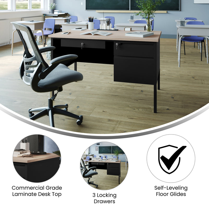 3 Drawer Single Pedestal Desk GC-M-173- – Classroom Essentials Online